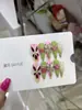 Uñas Postizas Puras Hechas a Mano Nai Zi para Primavera y Verano con Diseño de Relieve Floral 3D, Patrón Floral Rosa Dulce y Verde 385, Estilo Puro Deseo, Estilo Europeo y Americano