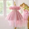 Vestido de princesa de tul esponjoso para niñas de comercio exterior transfronterizo para fiestas de cumpleaños, bailes de noche y actuaciones, elegante vestido infantil