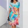 2024 comércio exterior transfronteiriço nova roupa feminina fera marinha impressão digital 3D verão elegante manga curta saia moda venda quente explosão