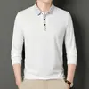 Otoño 2026 Nuevo Estilo Camisa Polo de Manga Larga para Hombres de Mediana Edad Casual Cuello Solapa Color Sólido Top Holgado
