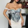 Colete Corselet Jacquard Francês Retrô Europeu e Americano Mais Vendido Estilo Pintura a Óleo Estilo Corte com Suporte de Barbatanas e Design Sem Alças