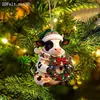 Pingente de Vaca de Natal Acrílico 2D Plano Enfeite de Árvore de Natal de Vaca Pequena Decoração Festiva Pingente para Pendurar