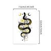 Serpiente negra y dorada con relieve dorado, floral, luna, pegatinas de tatuaje coloridas, diseños grandes de estrellas y lunas para brazos y hombros, geniales y únicos, impermeables y duraderos