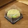 Caja de Pasteles de Luna Cuadrada para el Festival de Mediados de Otoño con Tapa, Base Dorada de Plástico para Pasteles, Caja Transparente de Ampolla para Pasteles de Yema de Huevo con Tapa