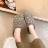 Pantuflas de Suela Gruesa Estilo Otoño de Lana Casual Cerradas Medias Pantuflas para Mujer 2026 Nuevas Slip-on Coreanas Perezosas