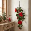 Pendente de parede de Natal estilo americano transfronteiriço com bico-de-papagaio, azevinho, bagas vermelhas, arranjos florais artificiais, decoração de parede de entrada para as festas