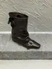 Botas de Moda Chuyuji Negras Estilo Británico Retro 2026 para Mujer Otoño/Invierno con Plantilla Elevadora y Diseño para Adelgazar la Pierna para Mujeres Petitas