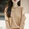Design levemente maduro color blocking com borda em fio de algodão conjunto de duas peças para mulheres colete + cardigã suéter solto casaco top