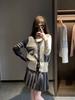 Cárdigan de Punto de Cuello en V para Mujer TB Nuevo Primavera Otoño e Invierno Top Cárdigan de Algodón de Contraste Casual Versátil Ajustado Ajustado
