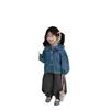 Camisa de mezclilla para bebé niña estilo coreano de primavera y otoño, linda de lunares, manga larga, cuello de muñeca, holgada, para niños
