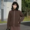 Otoño e Invierno Nueva Chaqueta de Polar Gruesa y Cálida con Cuello Alto para Mujer, Cárdigan con Cremallera, Parte Superior de Polar Versátil y de Moda, Tendencia