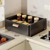 Estante de piso para horno de microondas de cocina, estante multifuncional de escritorio con cajones extraíbles en capas, estante de almacenamiento para encimera de horno