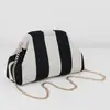 Bolso de Mano de Punto Rayado, Bolso de Mahjong, Versátil Portátil para el Día a Día, Tejido con Clip de Almacenamiento, Bolsa de Maquillaje, Gran Capacidad