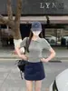 Camisa Básica de Gola Polo Curta High-End Estilo Old Money para Mulheres, Top Elegante de Tricô Canelado de Manga Curta Estilo Ins de Verão