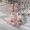 Diadema y juego de calcetines estilo coreano para bebé, diadema con lazo para bebé, cien días, banquete de un año, diadema europea y americana