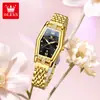 Relógio Olevs Feminino com Pulseira de Aço, Modelo para Transmissão ao Vivo no Tiktok, Relógio Quadrado para Meninas, Dropshipping Transfronteiriço