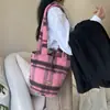 Bolso Maillard de otoño e invierno 2023, bolso de hombro a cuadros de lana combinable para mujer, bolso de cubo de moda
