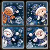 Nuevo Pegatina Estática Azul Navideña de Hombre de Jengibre Lindo Muñeco de Nieve Árbol de Navidad Copo de Nieve Pegatina de Vidrio Pegatina para Ventana