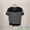 Nuevo Estilo Primavera y Verano 2026 Manga Corta Cuello Redondo Rayas Contrastantes Tejido Casual Holgado Adelgazante Top Interior Camiseta