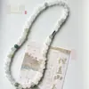 Collar de Cuentas Redondas Esmeralda Natural de Tianshan Color Jadeíta Jade de Hielo Cuerda de Cuentas de Jade Blanco de Xinjiang Jade de Alta Gama Regalo Collar para Mamá