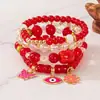 Venta Caliente Transfronteriza Estilo Bohemio Flor Ojo Mariposa Colgante Pulsera Multicapa Cuerda Elástica Pulsera de Perlas