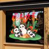 Decoración Feliz Día Nacional Ventana Exhibición Tienda Centro Comercial Escena Ambiente Montaje Pegatina Puerta de Vidrio Electrostática Panda Bambú