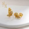 Anillo de Plata Jianyuesha Oro Puente de la Magpie Mariposa Duradero Artesanía de Diamante Micro-Pavimentado Par de Anillos Doble Capa Tallados para Mujeres a la Moda