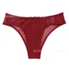 Bragas de mujer de tiro bajo que cubren la mitad de la cadera, estilo europeo y americano, tangas sexys de encaje calado personalizados, encaje francés transparente