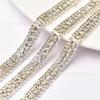 Três linhas AB colorido cadeia de diamante diy mão-costurado strass garra cadeia de roupas vestido de noiva decoração strass diamante cadeia jóias acessórios atacado