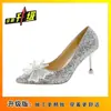 Sapatos de Noiva para Madrinhas com Salto Fino e Laço Novos Estilos Primavera e Outono 2025 Sapatos Mary Jane Estilo Francês Cristais de Casamento Salto Alto