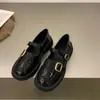 Zapatos de Cuero Pequeños Estilo Británico con Suela Gruesa para Mujer 2023 Primavera Retro Punta Cuadrada Mary Janes Mocasines