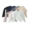 Blusa de Lyocell com babados ombro a ombro para mulheres, novo estilo outono 2026, design moderno, acinturada, camiseta assimétrica de manga longa