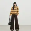 Jeans de Pierna Ancha de Terciopelo Marrón Retro Maillard Naranja Infantil para Mujer, Holgados, Adelgazantes y que Cubren la Figura, Pantalones Rectos Versátiles