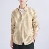 Camisa de Manga Larga a Rayas Versátil Casual de Gama Alta Ligera de Negocios para Hombre Primavera y Otoño Camisa Casual de Moda