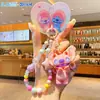 Llavero Colgante de Llavero de Punto Auténtico Popular Moda con Cuentas Muñeco de Dibujos Animados Pareja Cadena para Colgar Mochila Escolar Pequeño Regalo