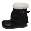 Botas de neve retrô quentes com sola grossa para mulheres, coleção outono/inverno 2026, com detalhes de fivela, cano curto, forro felpudo, casuais e versáteis, botas de algodão da moda para mulheres