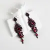 Pendientes Amazon transfronterizos, extragrandes, electrochapados, elegantes, de estilo largo, con un toque de alta gama, adornados con borlas y pedrería negra