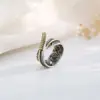 Nuevo Anillo de Pluma Desgastada Transfronterizo Europeo y Americano Nuevo Estilo Étnico Nicho para Mujer Anillo de Plata Estilo Chino Anillo Abierto