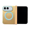 Compatible con carcasa de teléfono iPhone Duo, diseño de bloques de colores, carcasa plegable Apple 18 con eje central y fijación magnética, estilo minimalista