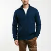 Abrigo Suéter de Chenilla con Cuello Alto, Chaqueta Engrosada Forrada de Felpa para Hombre, Suéter Cardigan de Punto Liso para Hombre Estilo Europeo y Americano 2026