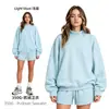 Ropa de Mujer Cai Xiang Dao Superventas Transfronterizo Sudadera Estilo Americano Ins de 350g con Forro Polar y Cuello Semi Alto Color Dopamina