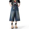 Calça Jeans Cropped Masculina 2025 Primavera Nova Vibes Retro Americana Duffy Perna Reta Solta Calça Casual