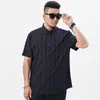 Camisa de Verano para Hombre Manga Corta Holgada Media Manga Hombre Gordo Tallas Grandes Hombre Gordo Rayada Casual 320 Jin