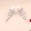 Brincos Longos Cinza Pérola Estilo Coreano com Zircônia Incrustada Estilo Old Money Moda para Meninas Argola de Prata S925