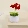 Productos terminados transfronterizos: Flores de hilo tejidas a crochet, plantas pequeñas en maceta, flores artificiales hechas a mano, adornos decorativos de escritorio al por mayor