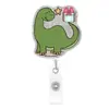 Porta-credencial retráctil de acrílico de dinosaurio navideño, colgante de caricatura, linda decoración navideña - Varios estilos en stock