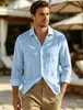 Camisa masculina casual de manga comprida respirável para cross-border da Amazon, camisa de colarinho com corte solto, camisa de cor sólida para homens, peça única dropshipping