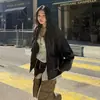 À Pronta Entrega Estilo Coreano Primavera 2026 Novo Casual Vintage Solta Emagrecedora Estilo Bf Biker Jaqueta de Couro PU para Mulheres