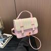 Bolso de Mujer con Tejido Texturizado y Puntadas de Color Contrastante 2024 Moda Verano Nuevo Simple Casual Bolso de Hombro Cruzado