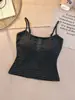 6307# Camisola Rayada con Botones Ajustada Pequeña para Mujer Ropa Exterior Adelgazante Chica Atrevida Ropa Interior con Copas Camiseta de Tirantes Espalda Bonita Capa Base